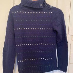 Tommy Hilfiger women’s dark blue sweater with buttons on the neck, size M